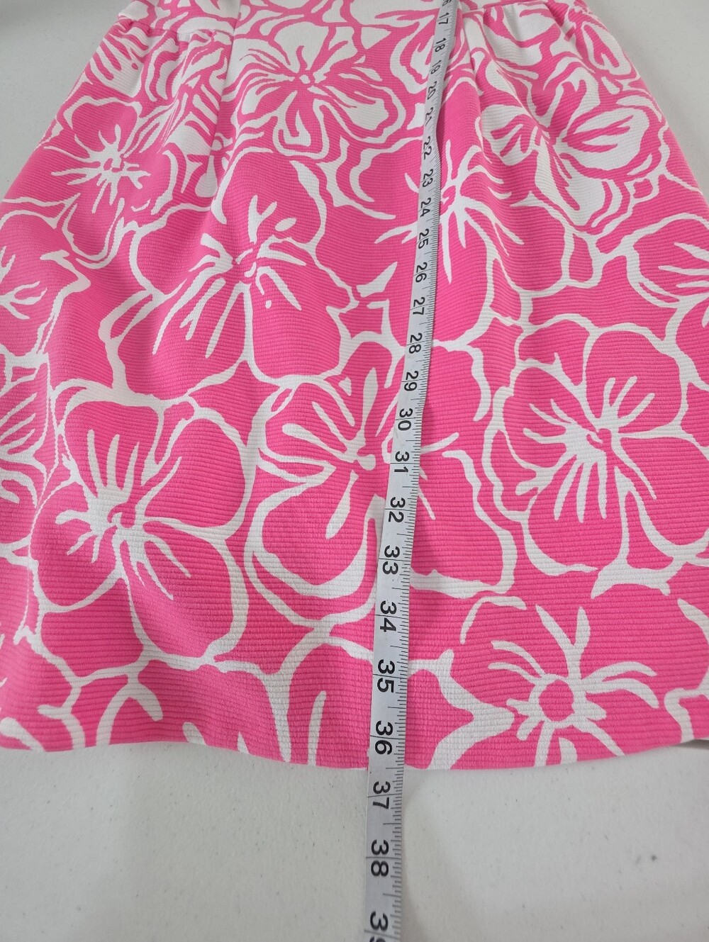 Lilly Pulitzer Bella Dress M Pink Strike a Posie Floral Fit Flare Pink White - Picture 9 of 9
